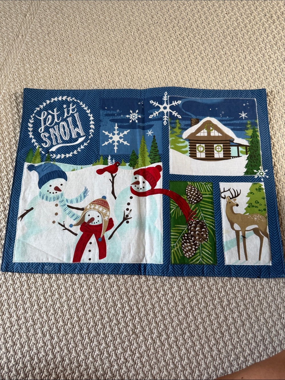 Holiday 'Let It Snow' Snowman Decorative Panel - Blue/Red